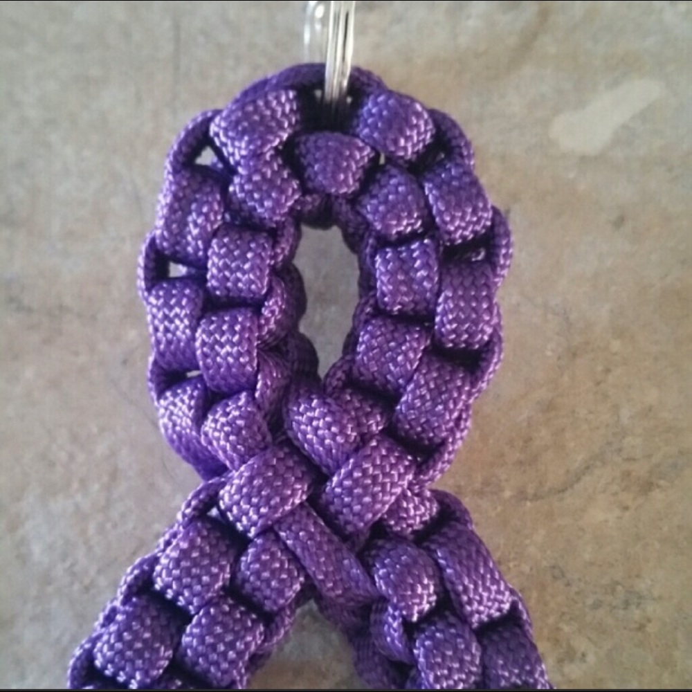 2 Purple Awareness Ribbon Keychains